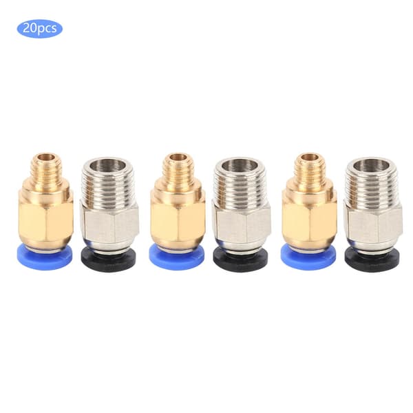 20 stk. lige pneumatisk fitting Push Connect til Bowden Ex 3D-printere PC4-M10/PC4-M6