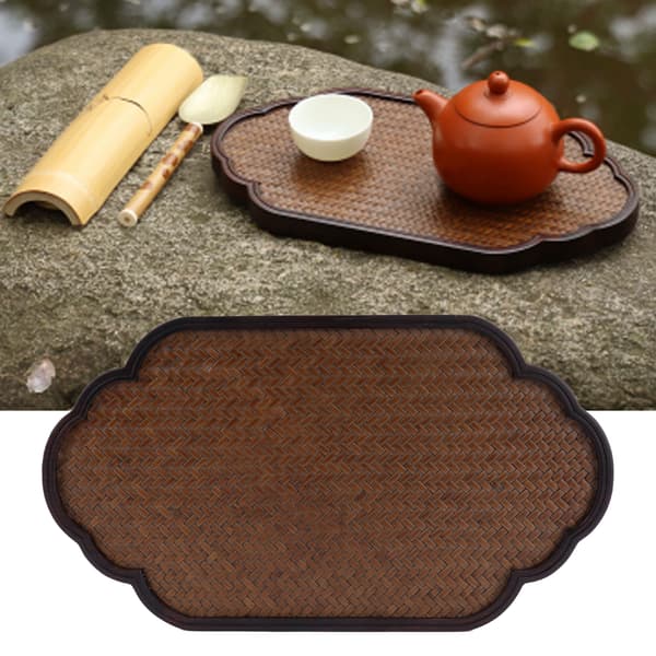 Matt yta bambu liten tebricka tefat för teserviser teceremoni moln