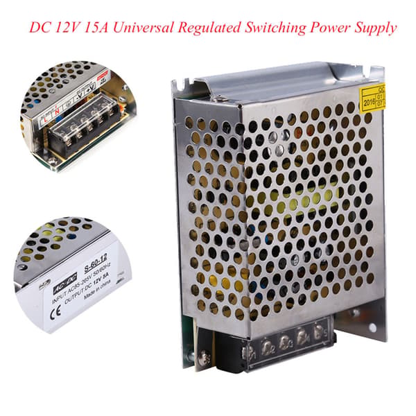 DC 12V 15A Universal Reguleret Switching Strømforsyning