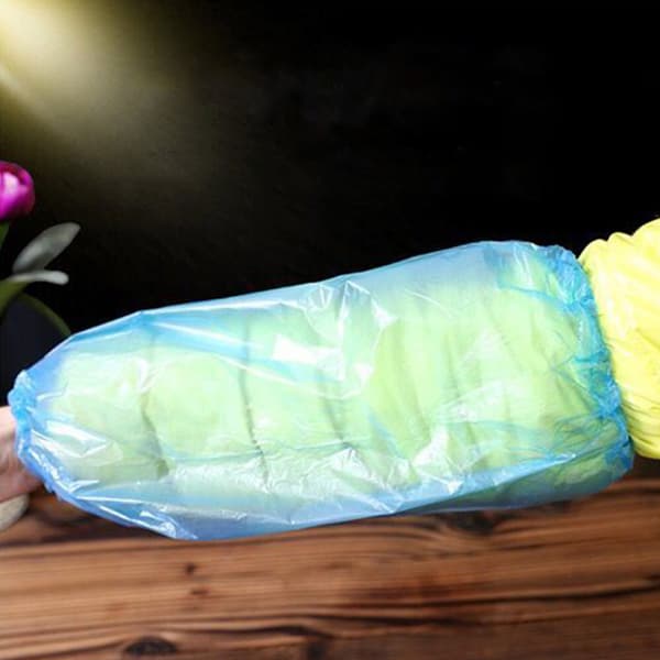 100 st/förpackning Plastärmar Engångsärmskydd Blå