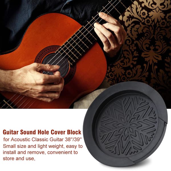 Svart gummi gitarr ljudhålsskydd block för akustisk klassisk gitarr 38''/39''
