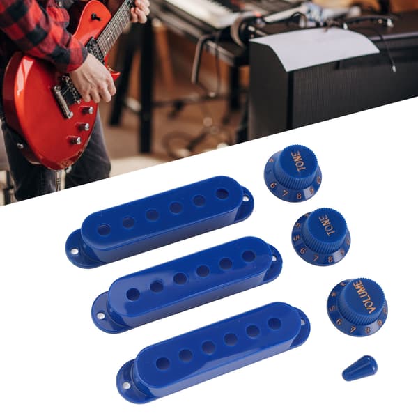 3x ABS Single Coil Pickup Covers + 3 Volume/Tone Knobs + 1 Switch Tip til Elguitar SSS Kit