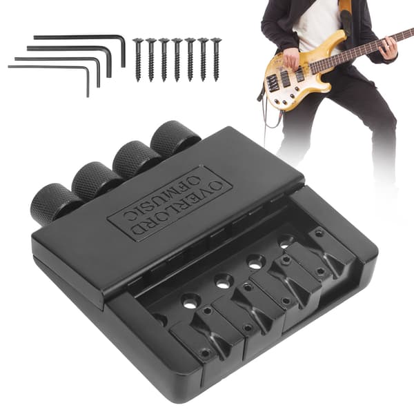 Hovedløs 4-strenget basstrengbro Zinklegering Sort Hale Bas Hardware