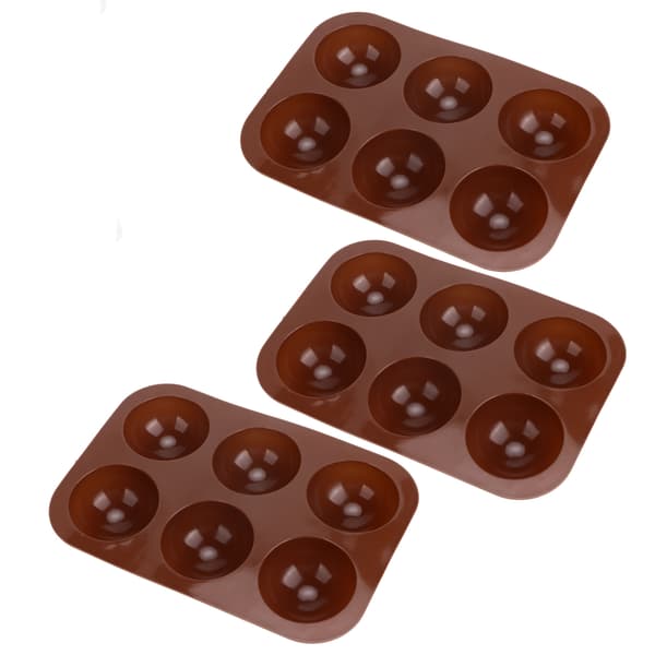 3 stk. 6-hullers silikone bageform Halvkugle chokoladebomber form til kagebudding