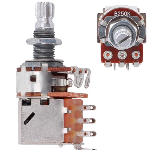 1 st metallgitarr tonkontroll potentiometer a500k 18mm axellängd silver för elgitarr bas push-pull coil tap
