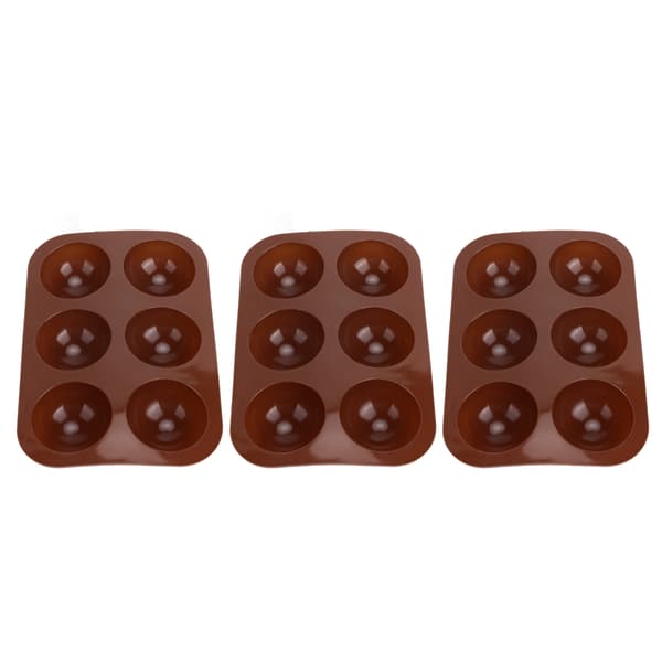 3 stk. 6-hullers silikone bageform Halvkugle chokoladebomber form til kagebudding