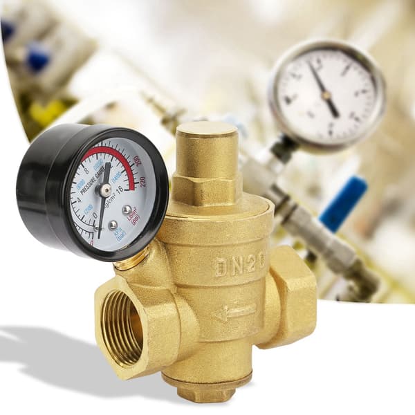 DN20 Justerbar Vattentrycksregulator i Mässing med Manometer