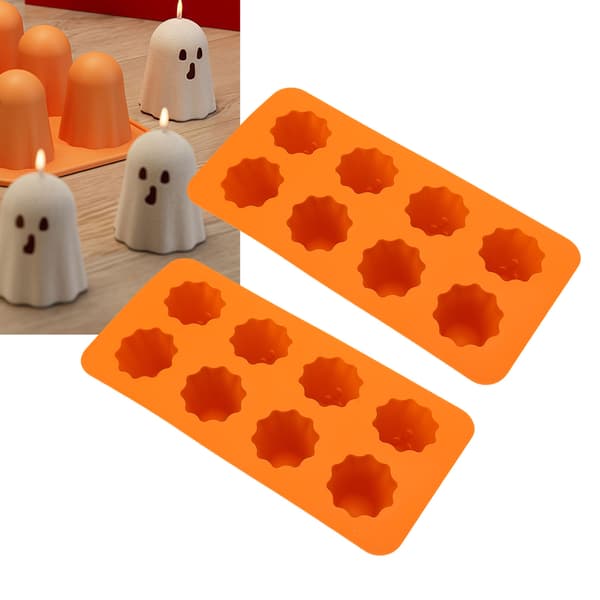 Halloween Spøgelse Silikoneform 8-Huls 3D Chokolade Slikbakke til Isterninger, Budding & Kagepynt