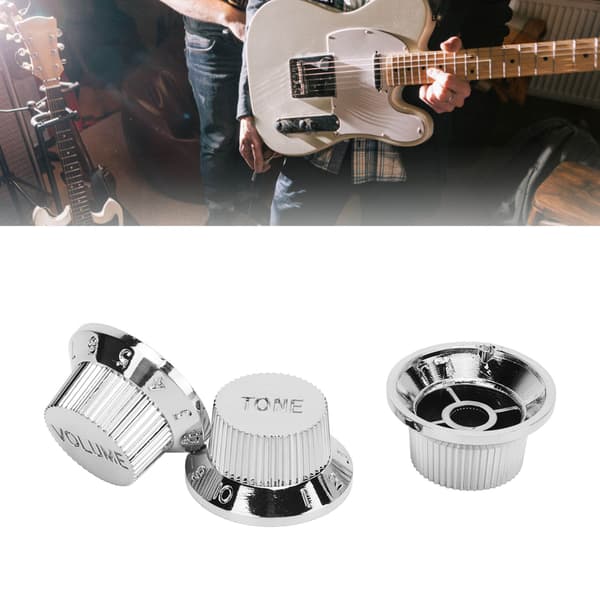 3PCS Plast 2T1V Välgjord Elbas Volymkontrollratt Gitarr Potentiometerratt för Ersättning