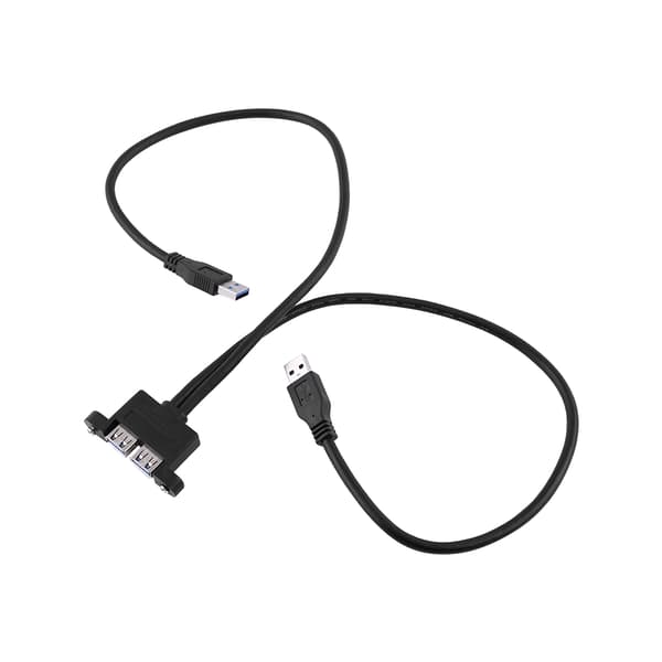 Dubbel USB 3.0 förlängningskabel Combo, hane till hona med skruvpanelmontering, 2-pack