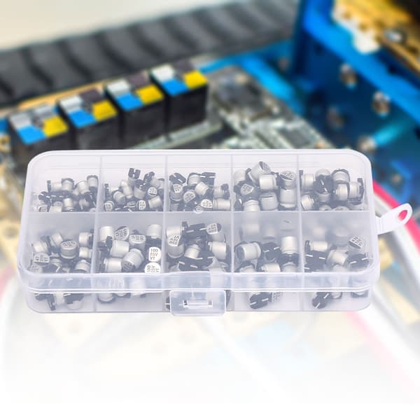 200 stk. 10-50V SMD Elektrolytkondensatorsæt 1uF 470uF E Cap Kondensator Sortiment