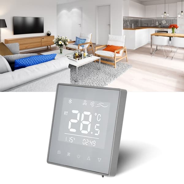 Digital termostat LCD-pekpanel Smart VVS-temperaturregulator för hemhotell AC220V Grå