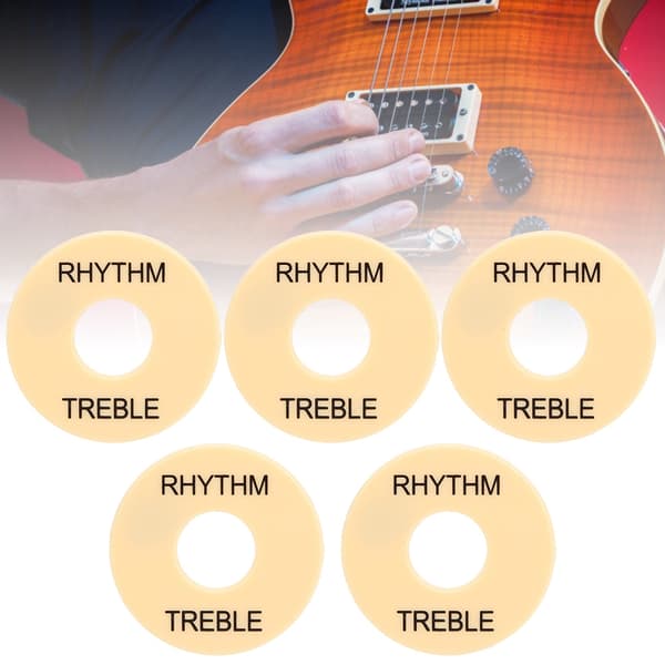 5-pack elgitarr vippströmbrytare bricka plast gitarrdelar 44 mm diameter GN602 svart text