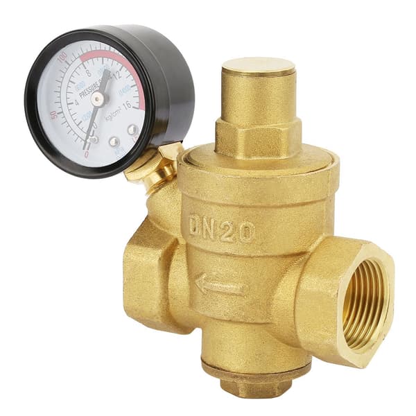 DN20 Justerbar Vattentrycksregulator i Mässing med Manometer