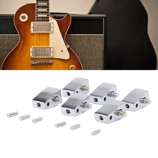 6 st silver gitarrlåsmutter och stallset delad typ tillbehör för huvudlösa elgitarrdelar