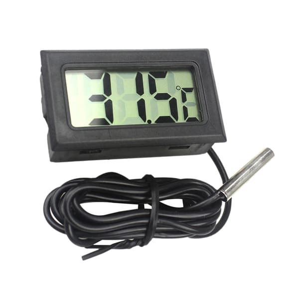 Digital LCD Termometer Sort ABS Stødsikker Vandtemperaturmåler til Akvarium