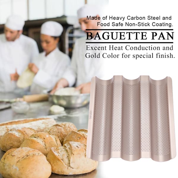 10 tommer fransk brødform Baguette bageplade perforeret 3-slids non-stick bageform