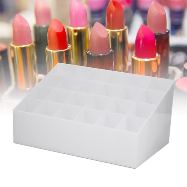 24 Gitre Læbestiftholder Display Stand Kosmetisk Organizer Makeup Opbevaringsboks (Hvid)