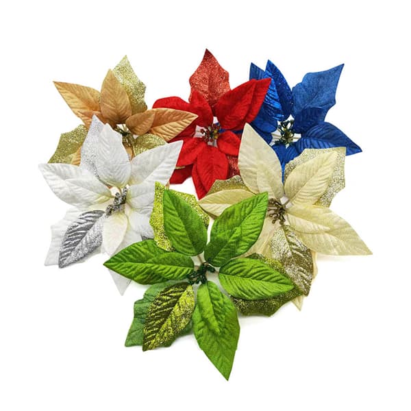 Juleblomster Juletræsdekorationer Stofsimuleringsblomster