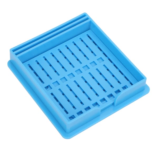 Blå dispenser til sticky notes med skabelon, multifunktionel holder til kontor-sticky notes