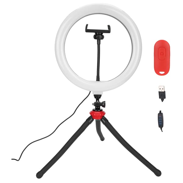 Sammenfoldelig LED-ringlys til livestreaming, selfies, kamera og makeup – skrivebordsfyldlys