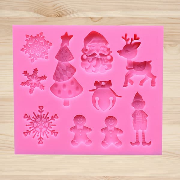 Jule silikone bageform DIY Flere dekorative kage fondant chokoladeform (#9)