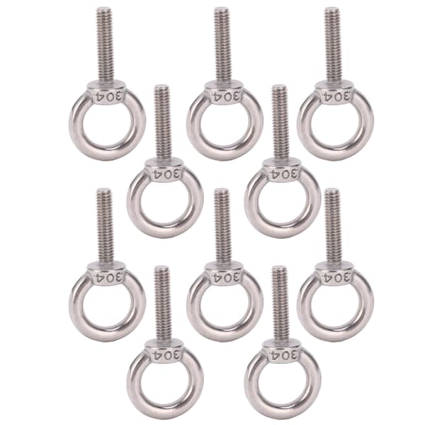 10 stk. øjebolt 304 rustfrit stål løfte rund ring skrue befæstelse hardware M6x25