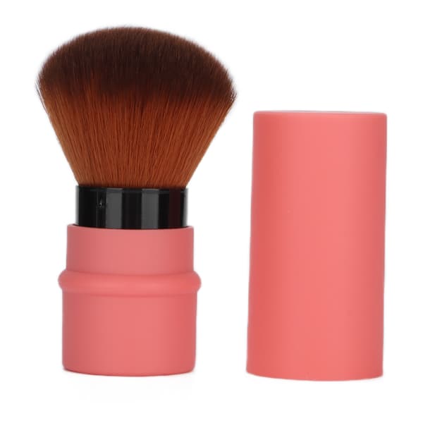 Blød vinklet blushbørste med låg Bærbar fluffy pudderbørste til bronzer-buffing-kosmetik