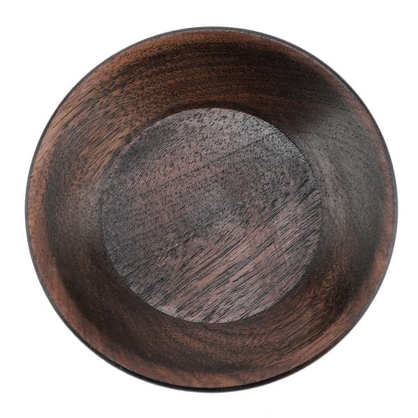 Solid mörk träfruktbricka rund matserveringsbricka te dessert tårta tallrik (7,5 cm)