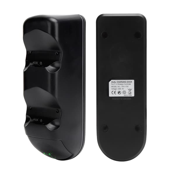 DOBE TP4-1781 2-i-1 Opladningsstander til PS4 Controller, Dobbelt USB Gamepad Dock med LED-indikator
