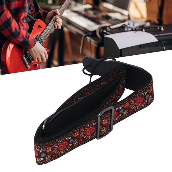 Broderad basgitarrrem Universal Extra Bred Kraftig Nylon Retro Vävd Justerbar 1 Styck