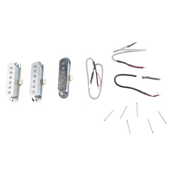 3-pack elgitarr-pickup 48/50/52 mm passiv design single-coil brusfri silver gitarr-pickup-kit
