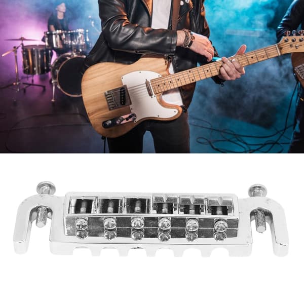 1 gitarrrullsadelstall & 2 bultar silvermetall stabilt robust för elgitarrsträng
