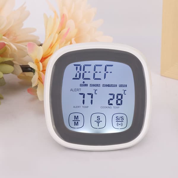 Pekskärm Kök Matlagning Digital Mat Kött Termometer Timer Verktyg med Sond