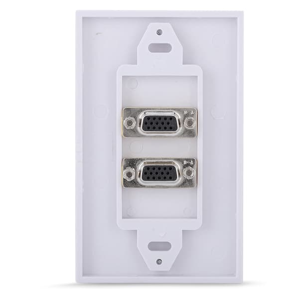 VGA Vægplade 2-Port Panelmonteringsadapter, Sort Frontplade til Hjemmebiograf Kontor