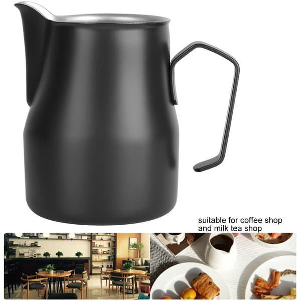 500 ml mælkeskummerkande i rustfrit stål til kaffebar (sort)