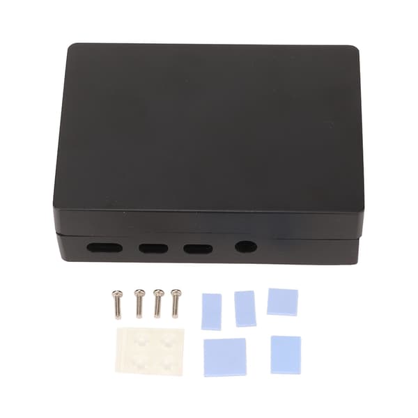 Kølekasse i aluminiumslegering med flere porte til Raspberry Pi 4B, sort