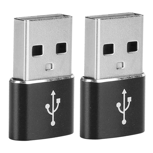 2-pak aluminium USB C til USB-adapter, sort, til opladning og datasynkronisering