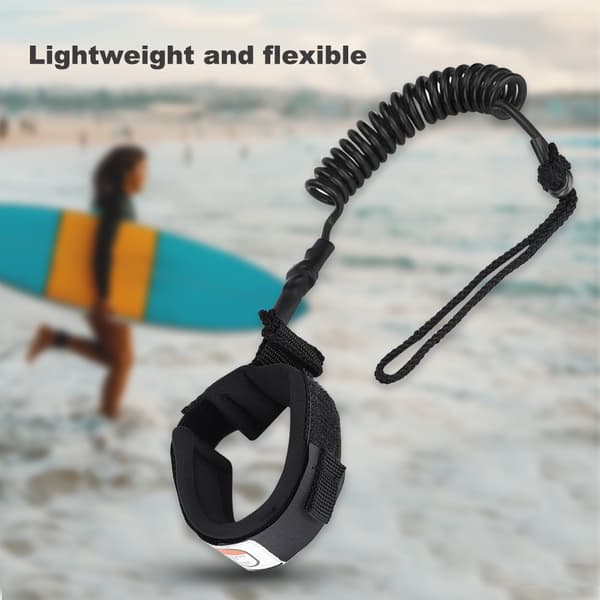 Stand Up Paddleboard Coiled Ankel Leash 5mm Sort Surf Sikkerhedsreb til Kajak Paddle Boarding