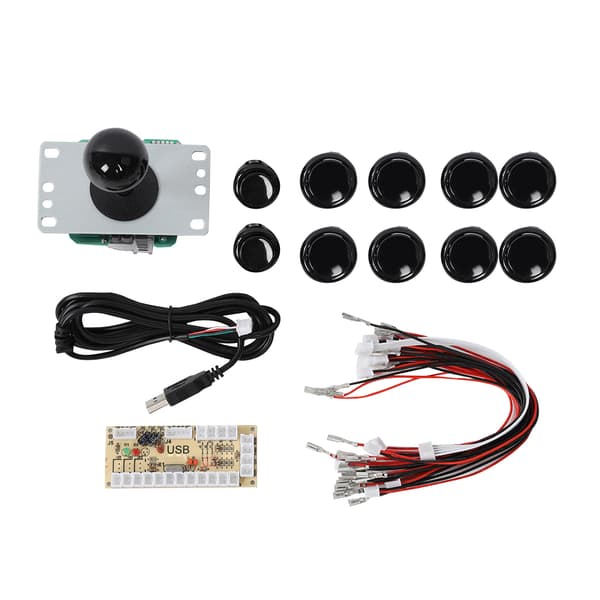 DIY Arcade Joystick & Knap Enkelt Rocker Kit til Raspberry Pi PC Gaming Konsol Sort