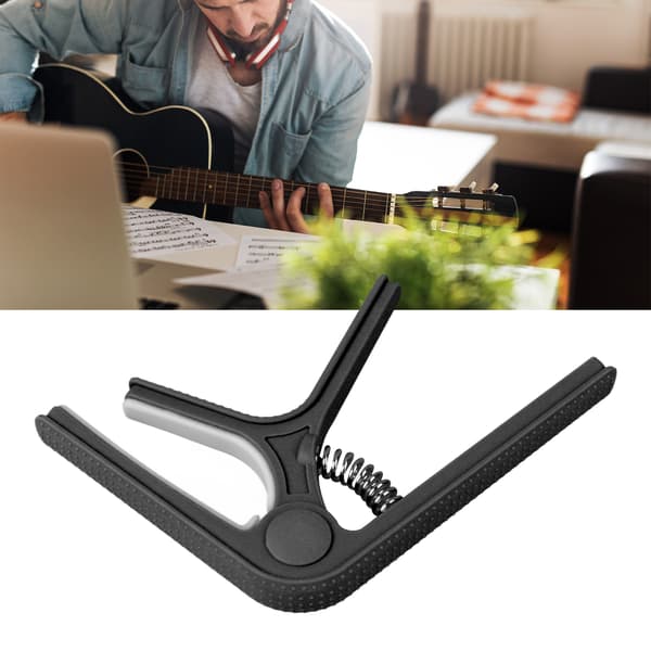 Gitarr Capo Clip Klämma med Halkfri Punkt Universal Bra Skydd Ukulele Elgitarr Capo Svart