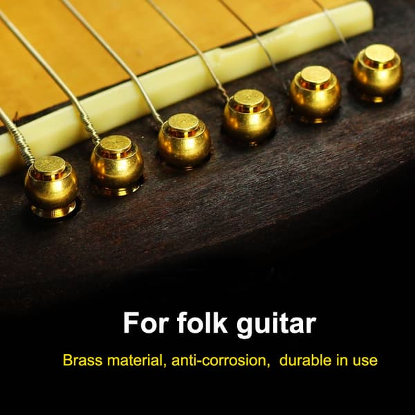 6 st/set robusta gitarrstallstift i mässing för västerländska gitarrer, guldreservdelar