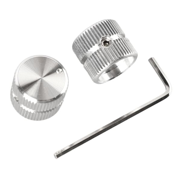 Silver metallgitarr volym tonkontrollknappar 2-pack med skiftnyckel för elektrisk bas & gitarrpotentiometerdelar