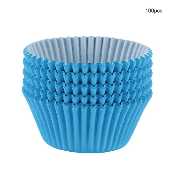 100 STK Mini Cupcakeforme Runde Kagebageforme Muffinsforme Hjemmefest Blå