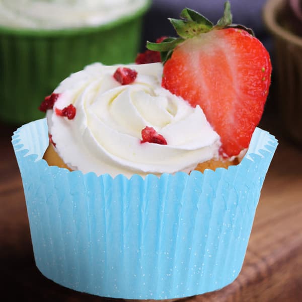 100 STK Mini Cupcakeforme Runde Kagebageforme Muffinsforme Hjemmefest Blå