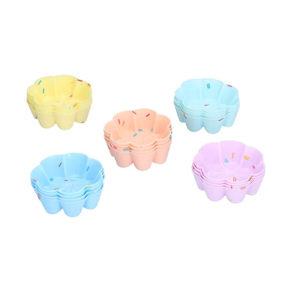 20 stk. Cupcake Bageform Silikone Muffinsforme Cupcakeforme Gelé buddingform 7 kronblad blomstersæt