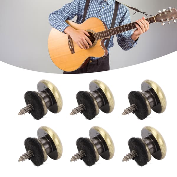 6 st bronsfärgade gitarrbandsknoppar med släta järnknappar och lås för akustisk och klassisk gitarr, snabb montering