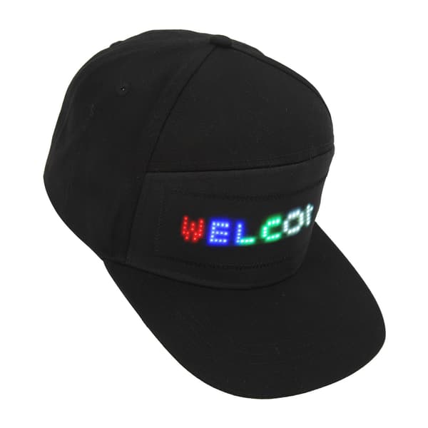 LED-hat programmerbar Bluetooth APP redigerbar farverig kasket til udendørs koncert karneval sort