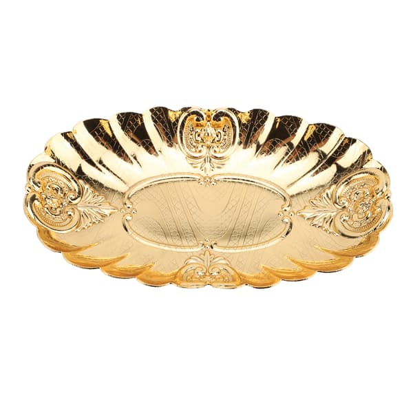 Oval Metall Serveringsbricka Liten Fruktskål Snackfat Buffé Bakverk Server S (15.2x8.8x3.1cm)