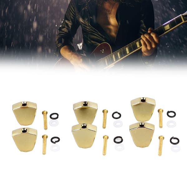 6 stk. guldfarvede metal guitarstemmeskruer, knapper til stemmemaskine